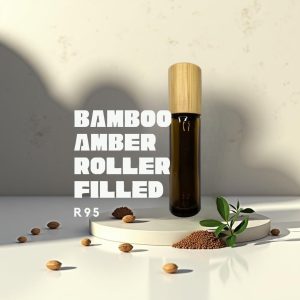 Bamboo Amber Roller filled with Castor Oil